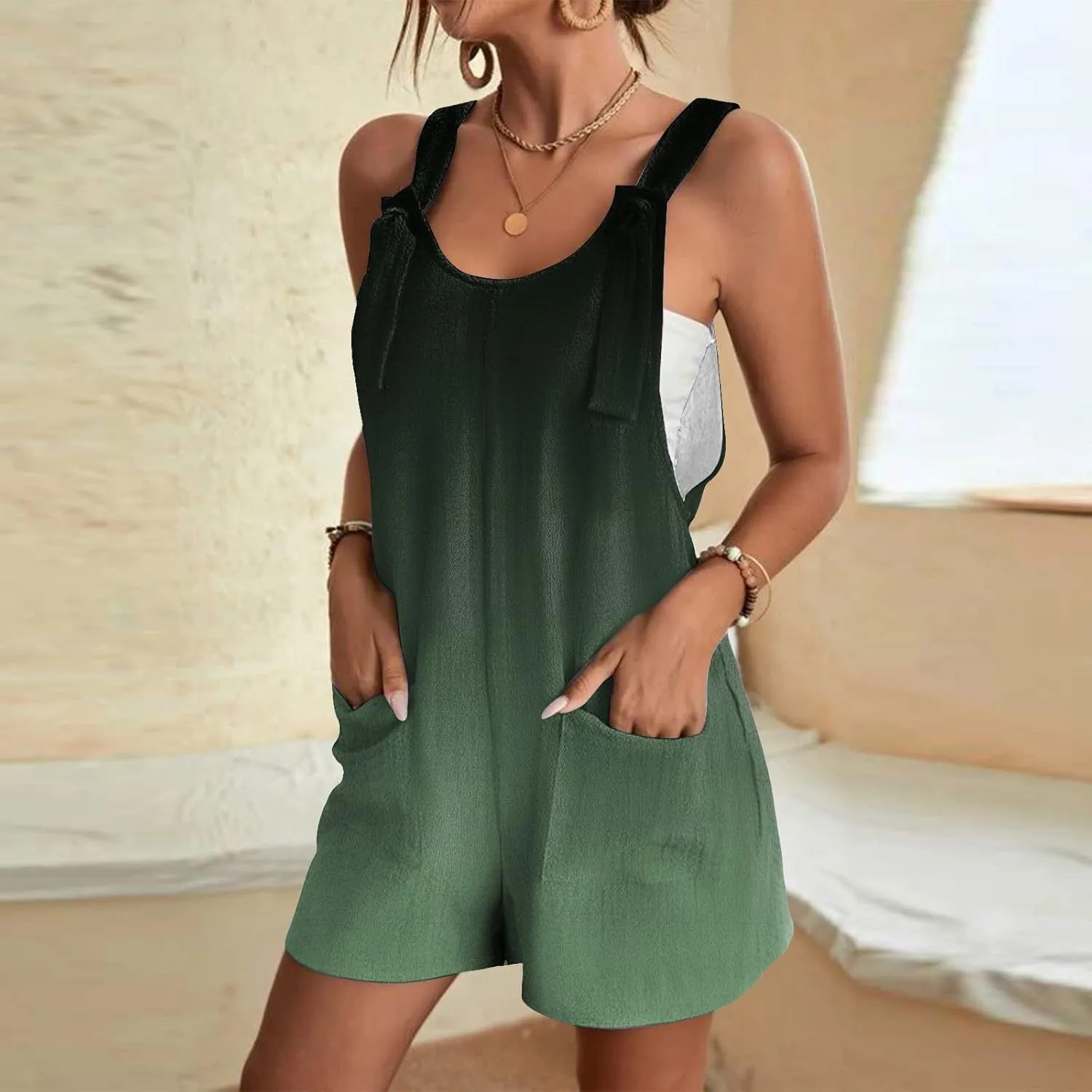 2024 Rompers for Women Shorts Summer Beach Casual Short Jumpsuits One Piece Vacation Outfits with Pockets
