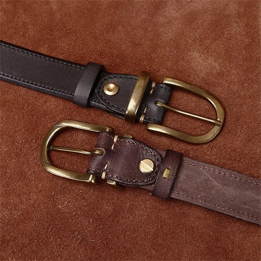 3.3CM Cowhide Genuine Leather For Men's Buckle Belts Cowboy Jeans Belts Unisex Designer Belts