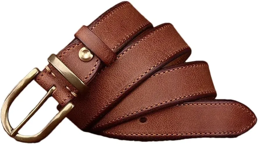 3.3CM Cowhide Genuine Leather For Men's Buckle Belts Cowboy Jeans Belts Unisex Designer Belts