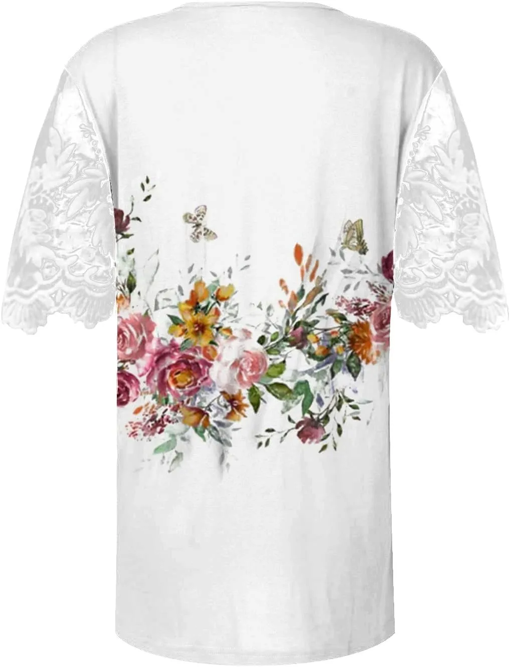 ADHOWBEW Womens Lace Tops Dressy Casual 3/4 Sleeve Floral Blouses