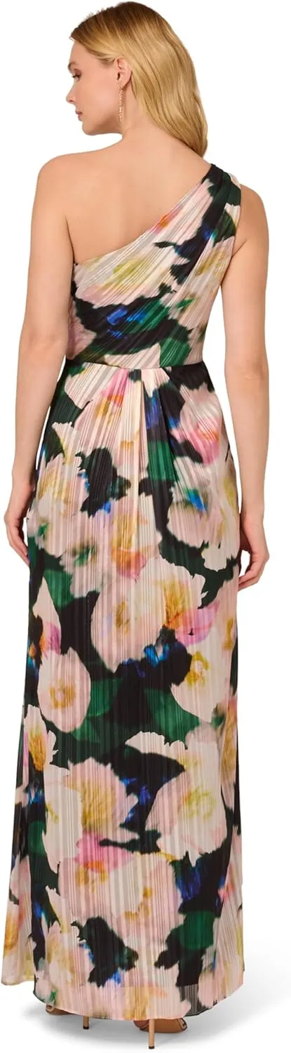 Adrianna Papell Women's One Shoulder Chiffon Gown