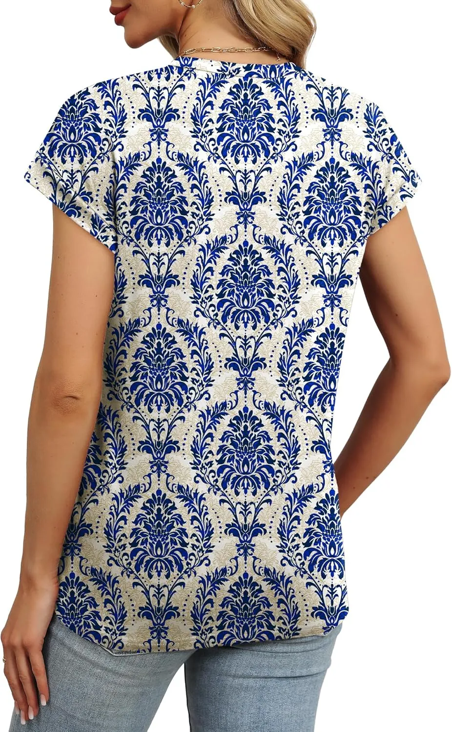 Alaroo Womens Summer Tops Short Sleeve Shirts Crew Neck Cute Trendy Tunic Blouses (S-3XL)