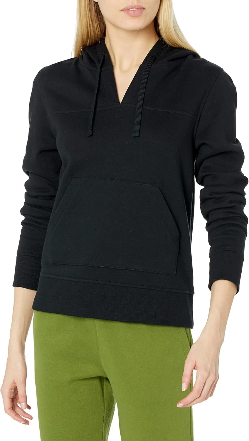 Amazon Essentials Women's Classic-Fit Long-Sleeve Open V-Neck Hooded Sweatshirt