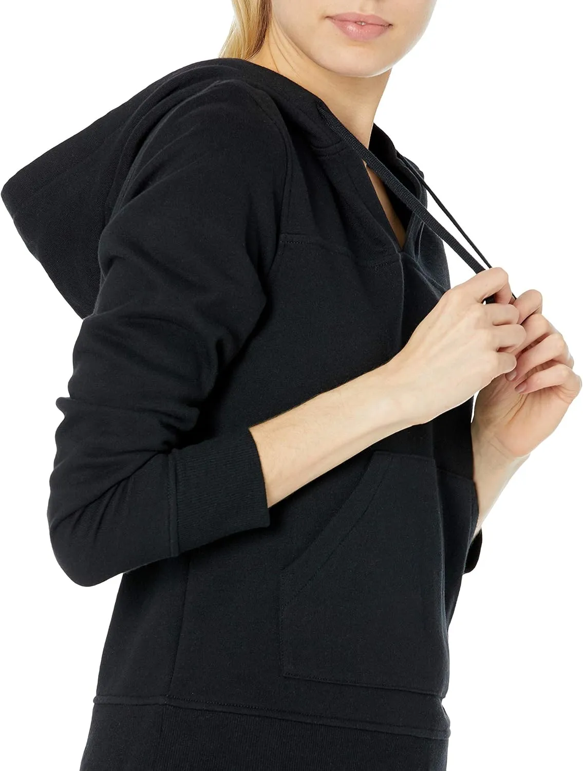 Amazon Essentials Women's Classic-Fit Long-Sleeve Open V-Neck Hooded Sweatshirt