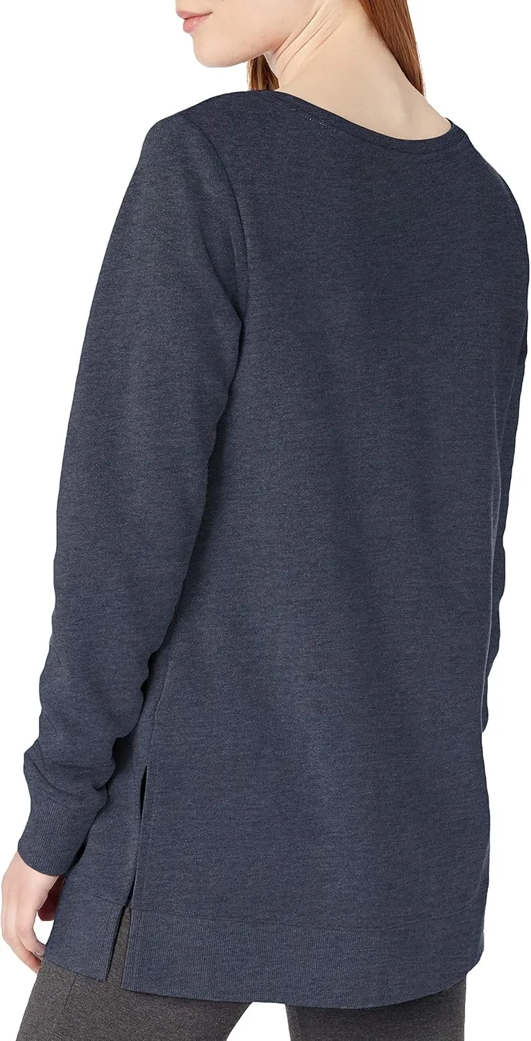 Amazon Essentials Women's Open-Neck Loose-Fit Fleece Tunic Sweatshirt