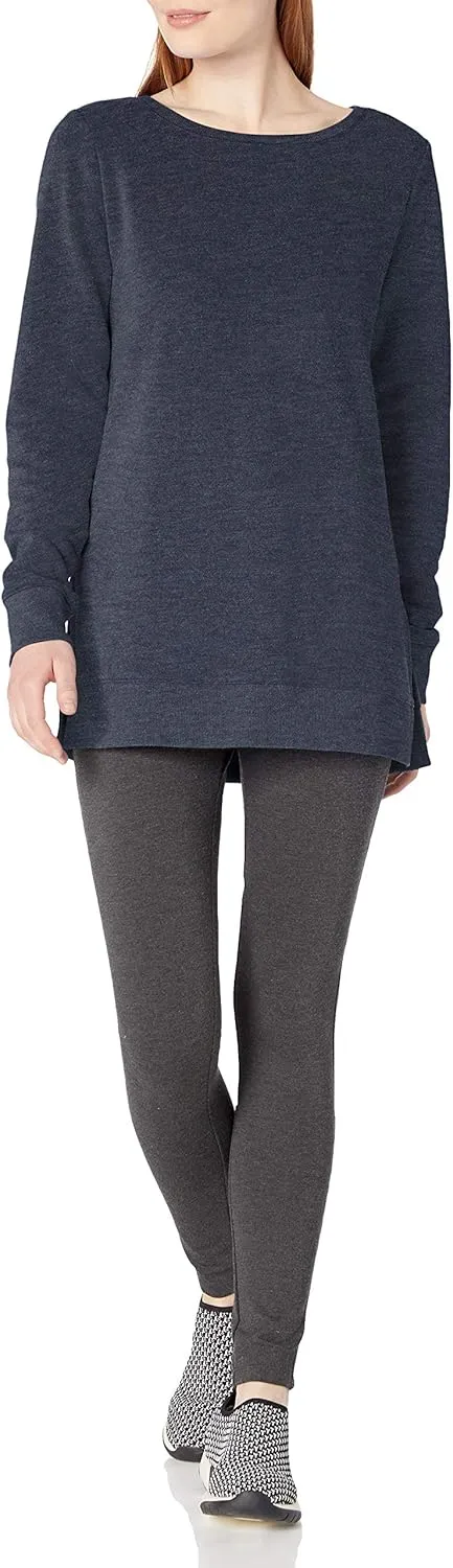 Amazon Essentials Women's Open-Neck Loose-Fit Fleece Tunic Sweatshirt