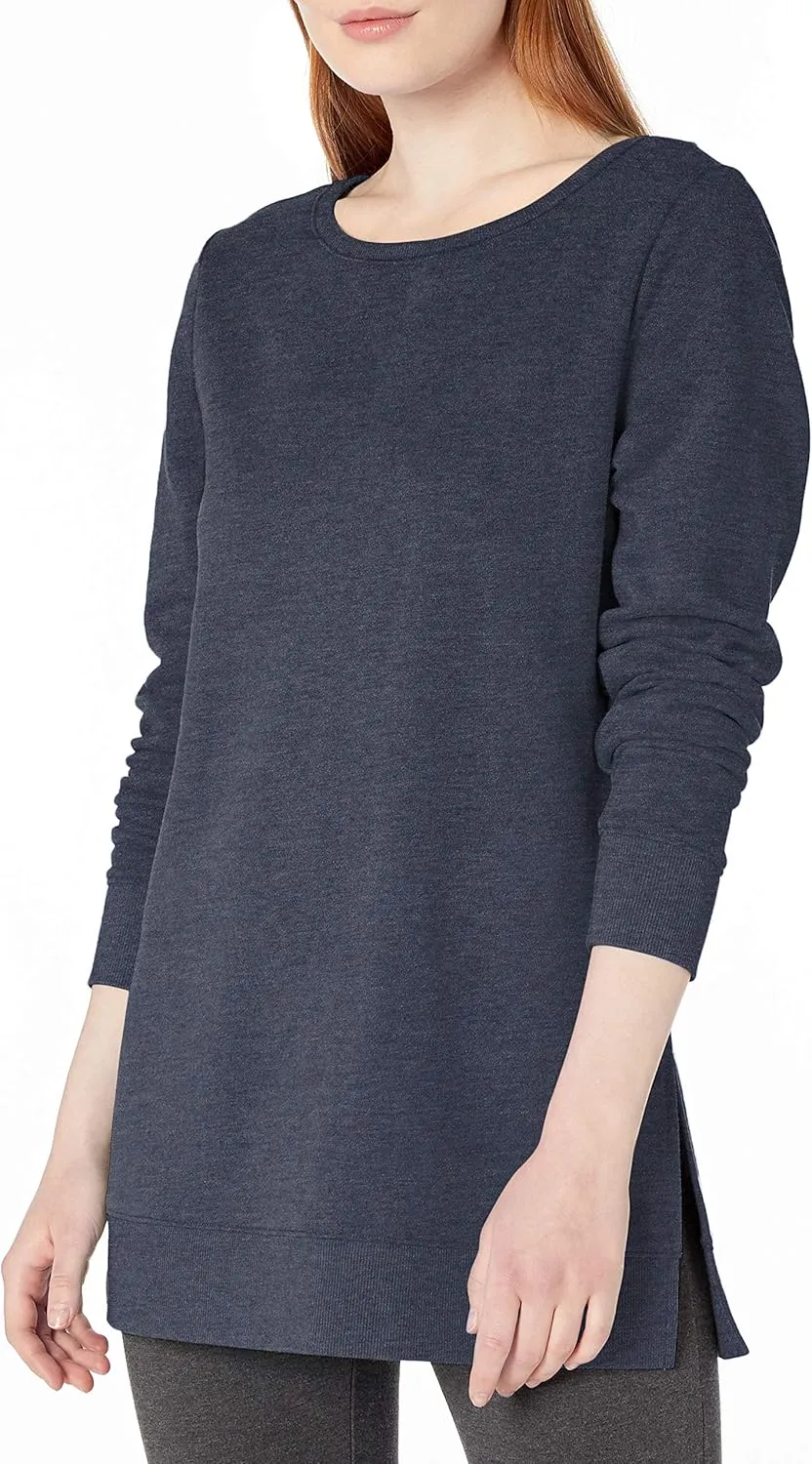 Amazon Essentials Women's Open-Neck Loose-Fit Fleece Tunic Sweatshirt