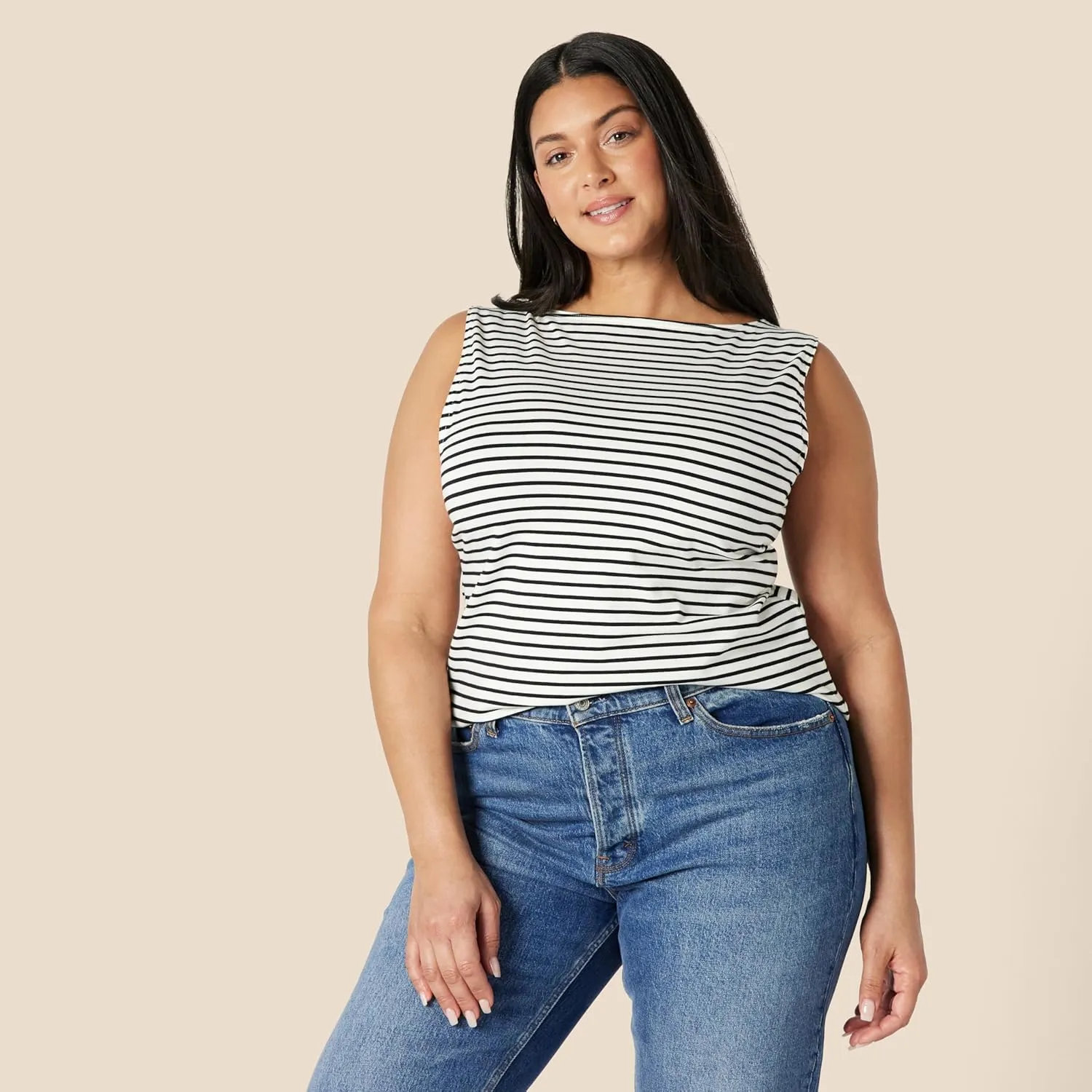 Amazon Essentials Women's Slim-Fit Rib Knit Boatneck Layering Tank