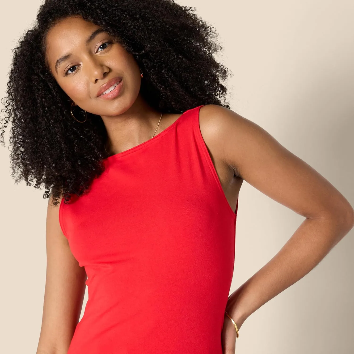 Amazon Essentials Women's Slim-Fit Rib Knit Boatneck Layering Tank