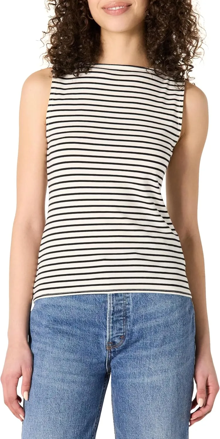 Amazon Essentials Women's Slim-Fit Rib Knit Boatneck Layering Tank