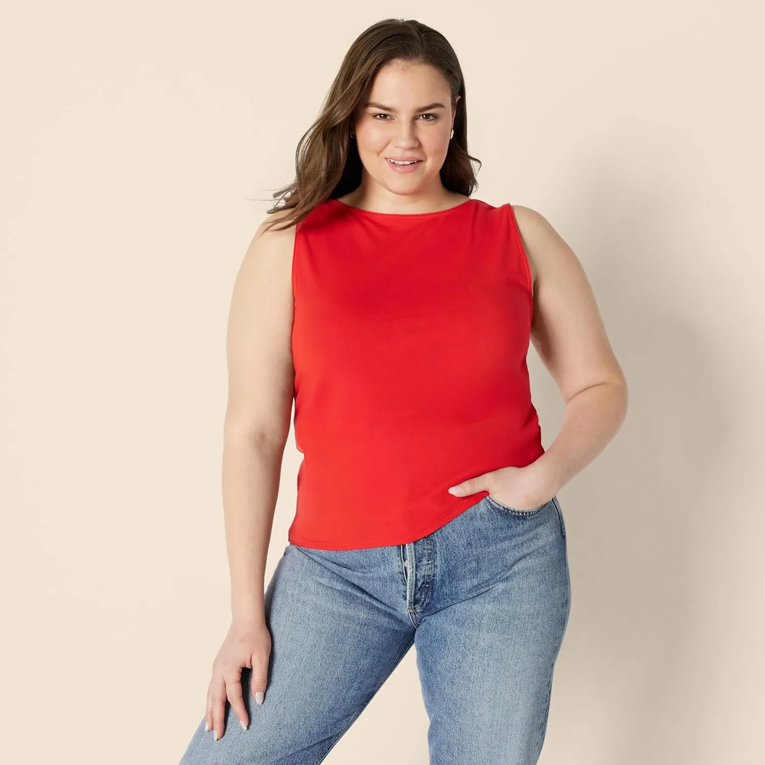 Amazon Essentials Women's Slim-Fit Rib Knit Boatneck Layering Tank