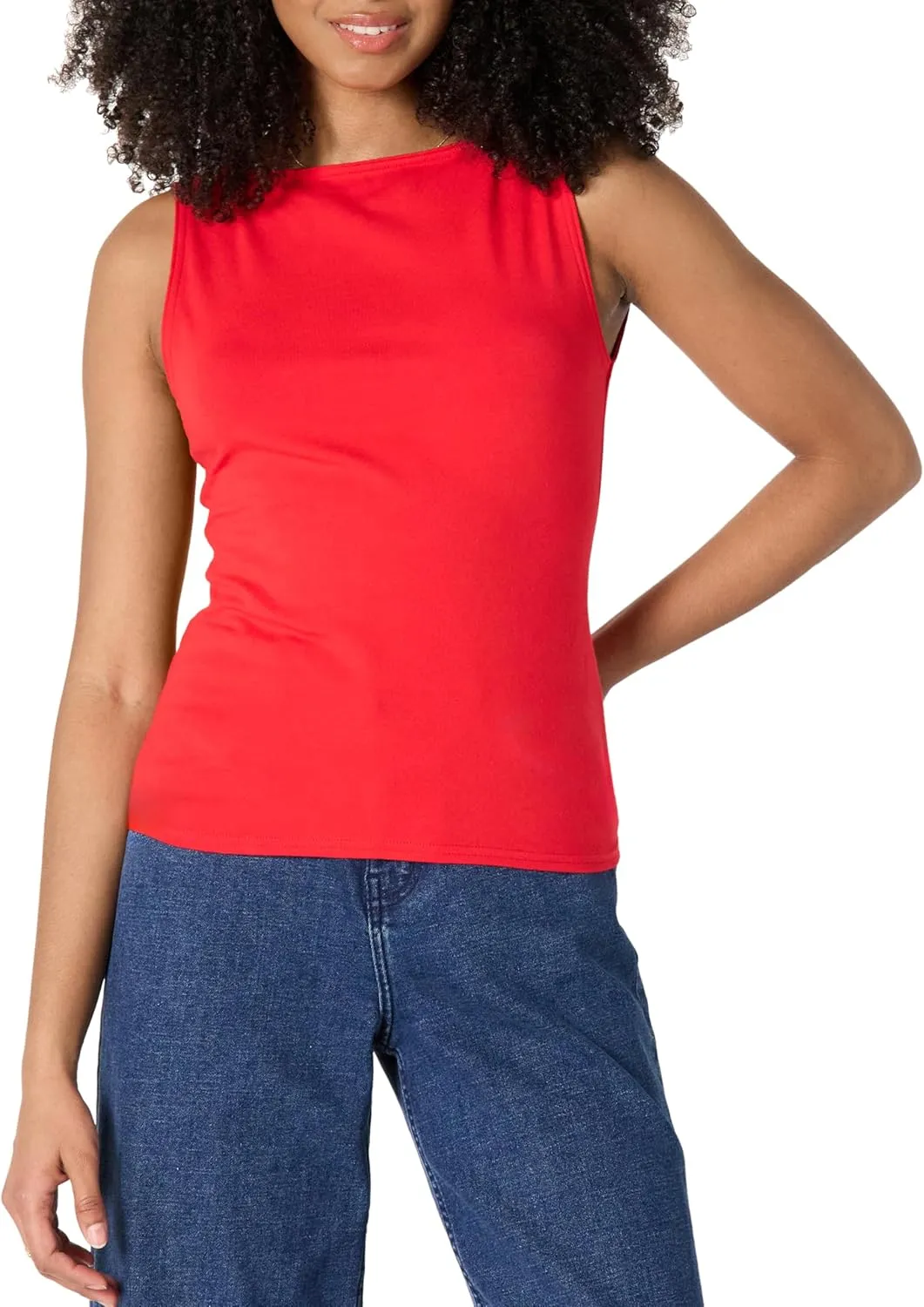 Amazon Essentials Women's Slim-Fit Rib Knit Boatneck Layering Tank