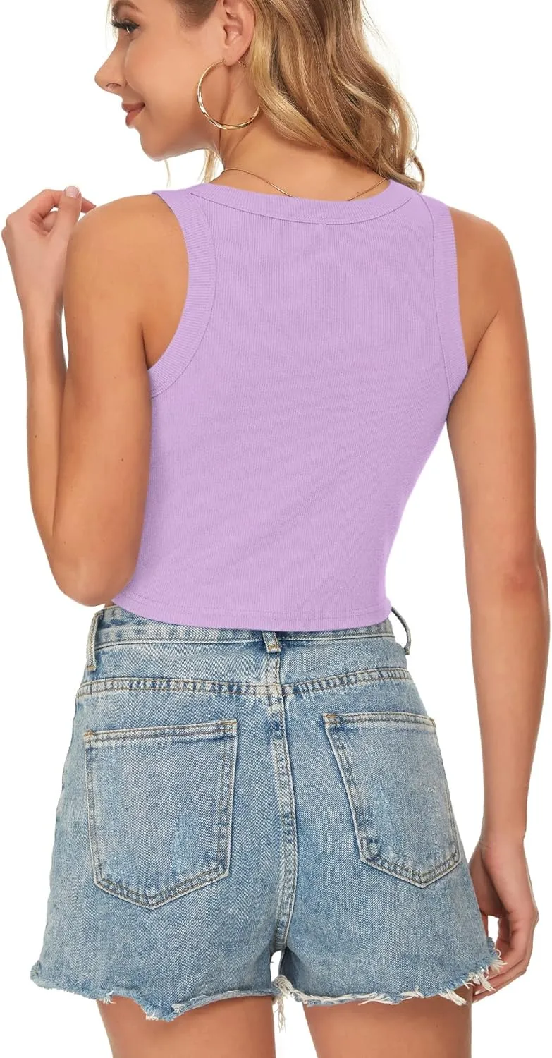 AUSELILY Womens Tank Top Womens Round Neck Basic Racerback Ribbed Tank Top Women