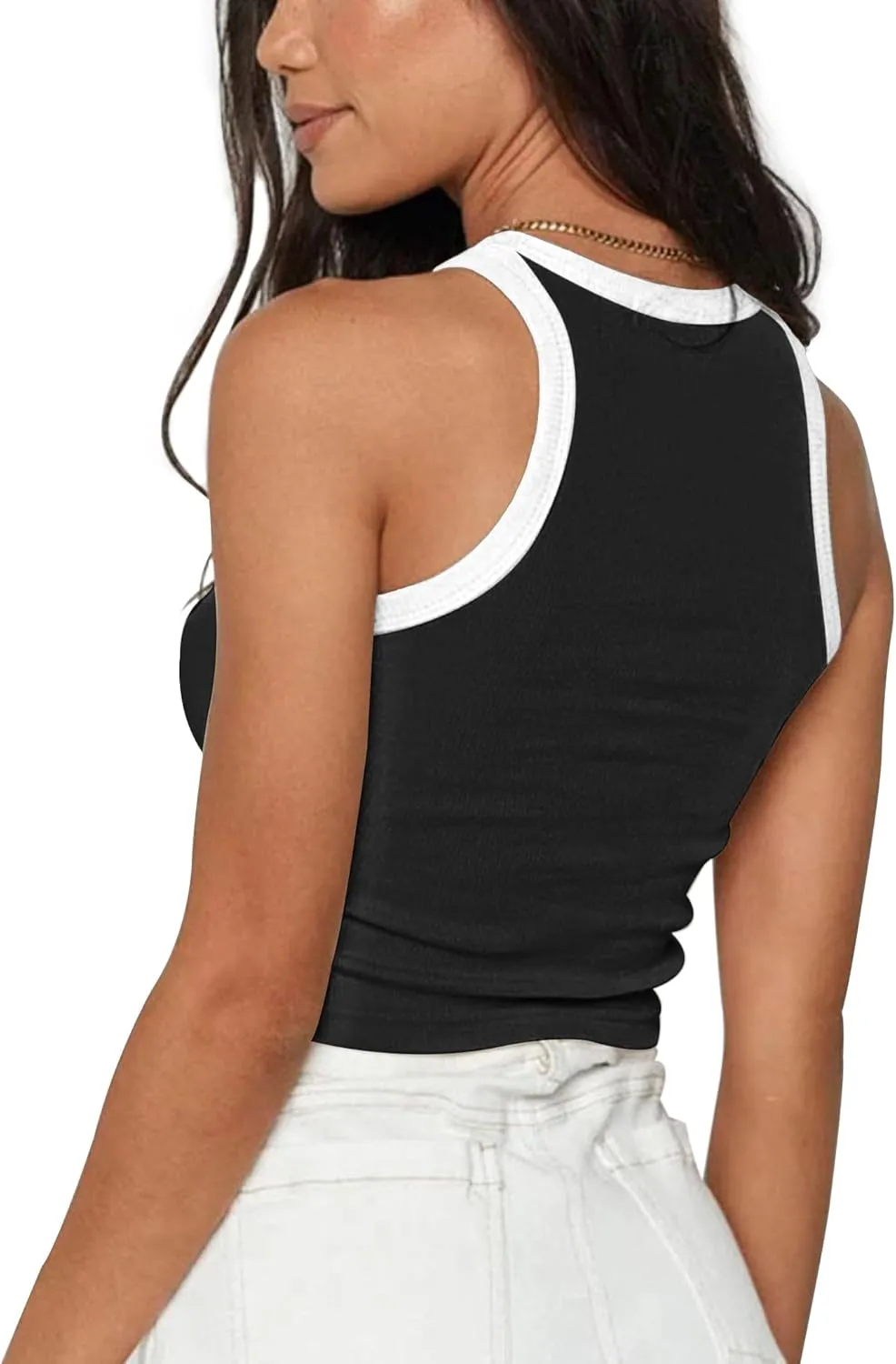 AUSELILY Womens Tank Top Womens Round Neck Basic Racerback Ribbed Tank Top Women