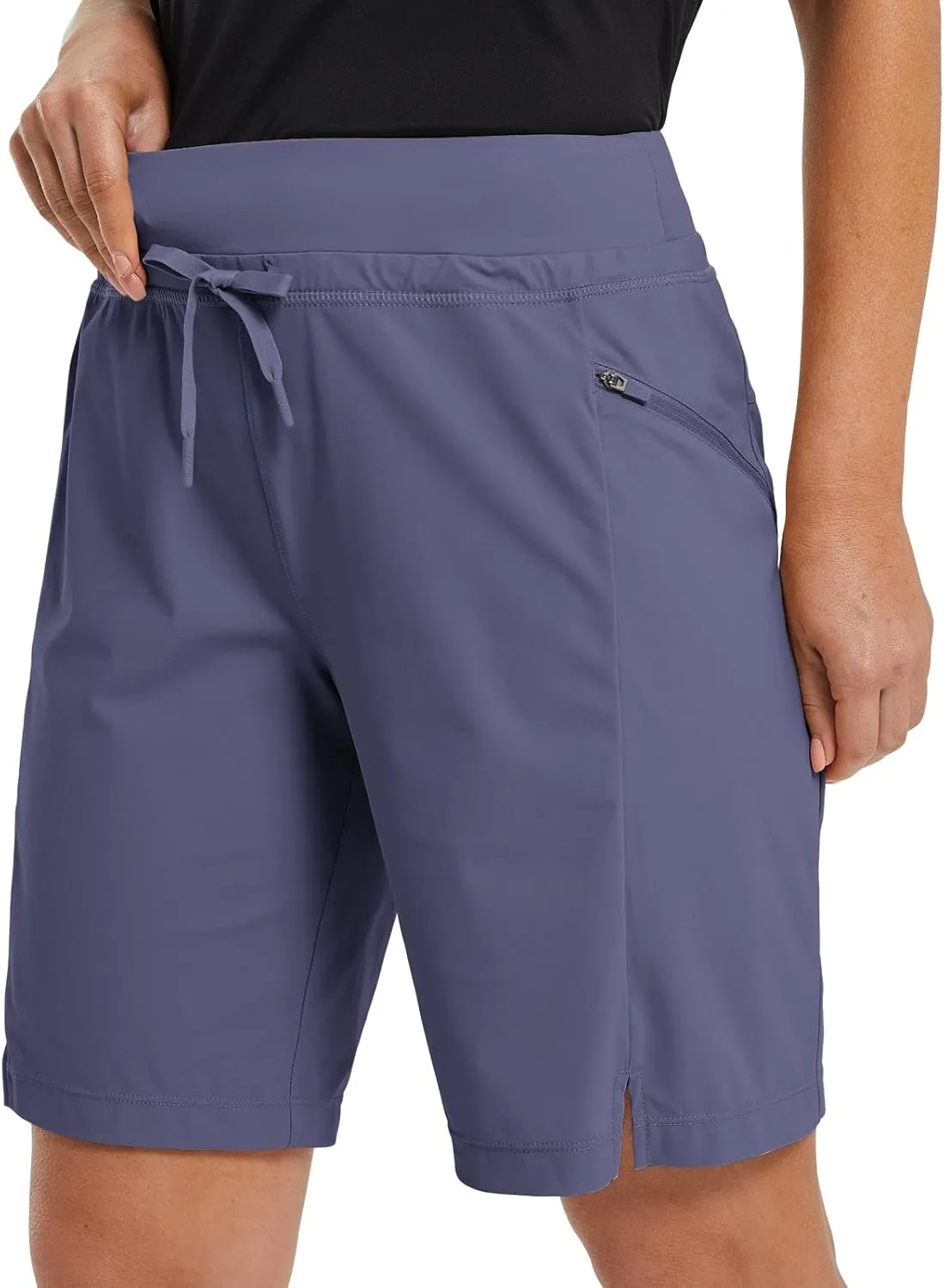 baleaf Women's Hiking Long Shorts 9"/11" Quick Dry Bermuda Cargo for Curvy Lightweight Pockets
