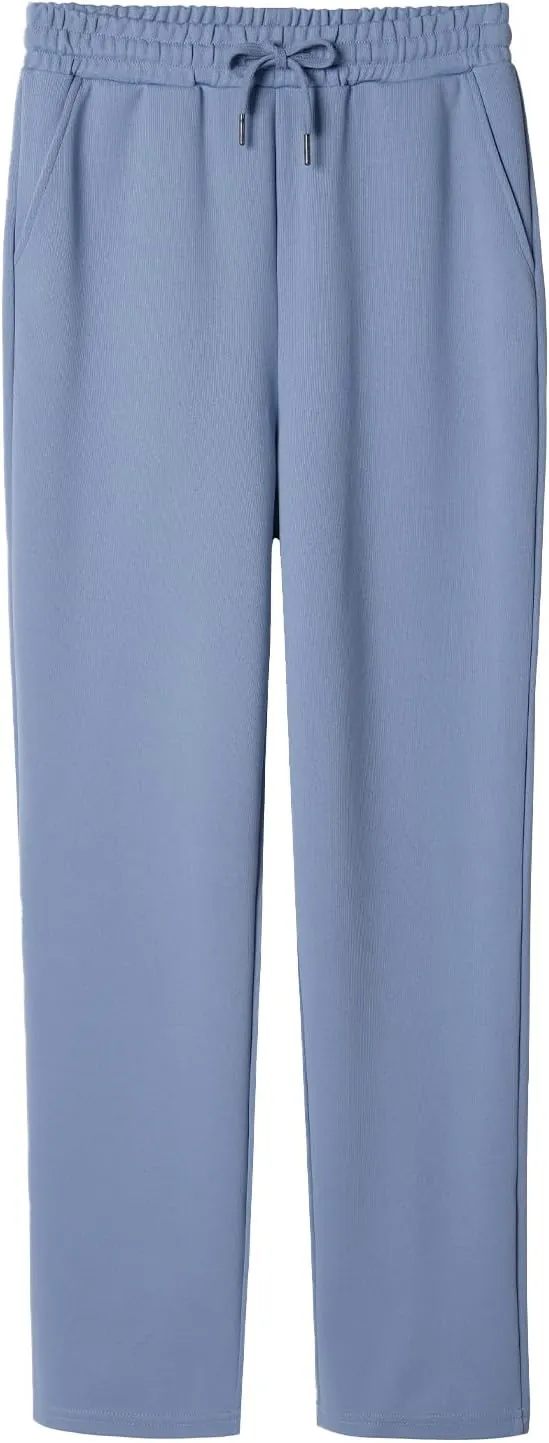 BETTERCHIC Women's Beige Straight Leg Drawstring Casual Pants with Pocket for Women