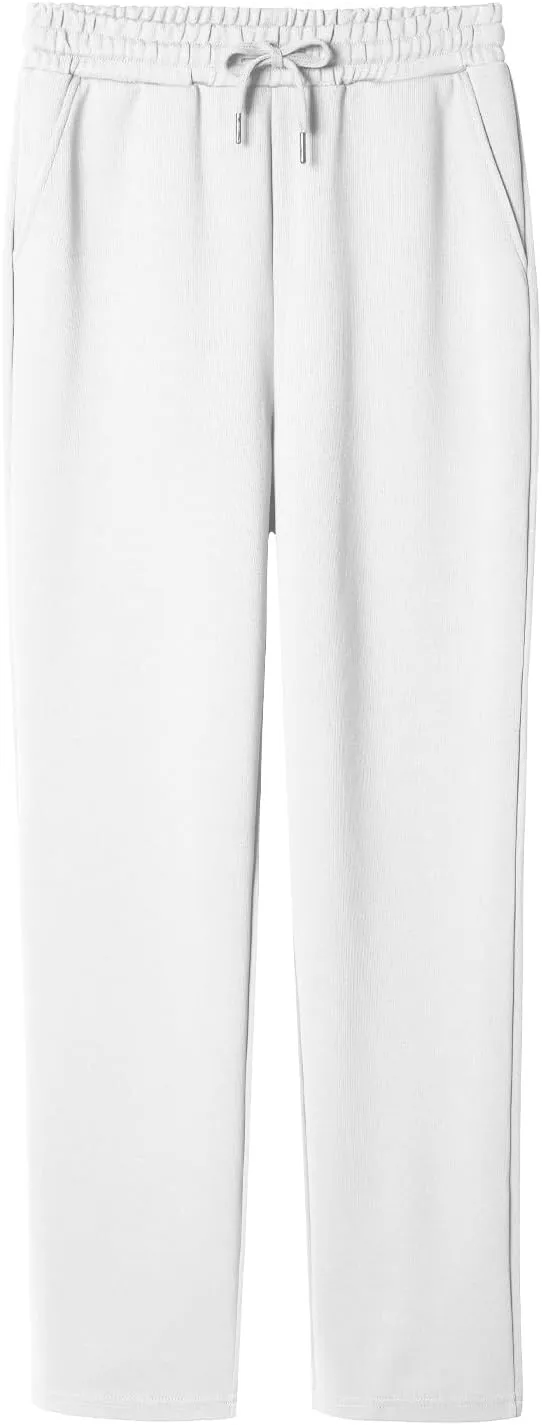 BETTERCHIC Women's Beige Straight Leg Drawstring Casual Pants with Pocket for Women