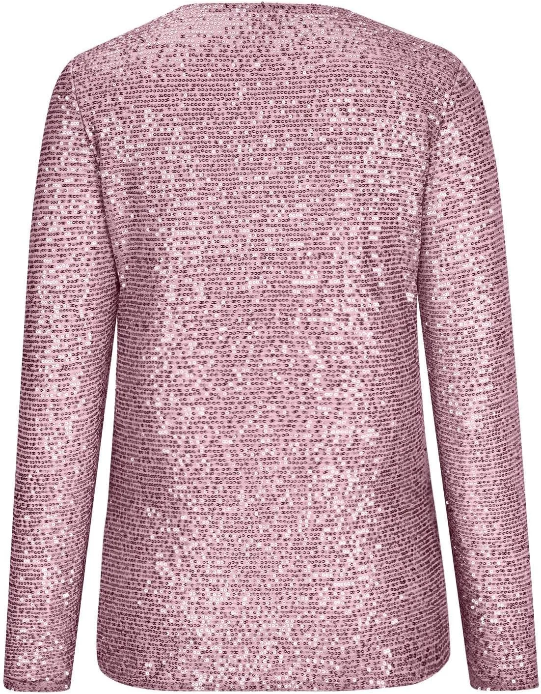 Binmer Women Sequin Top Casual V Neck Long Sleeve Sequin Shirt Sparkly Glitter Party Tee Blouse for Party Club Fashion 2024