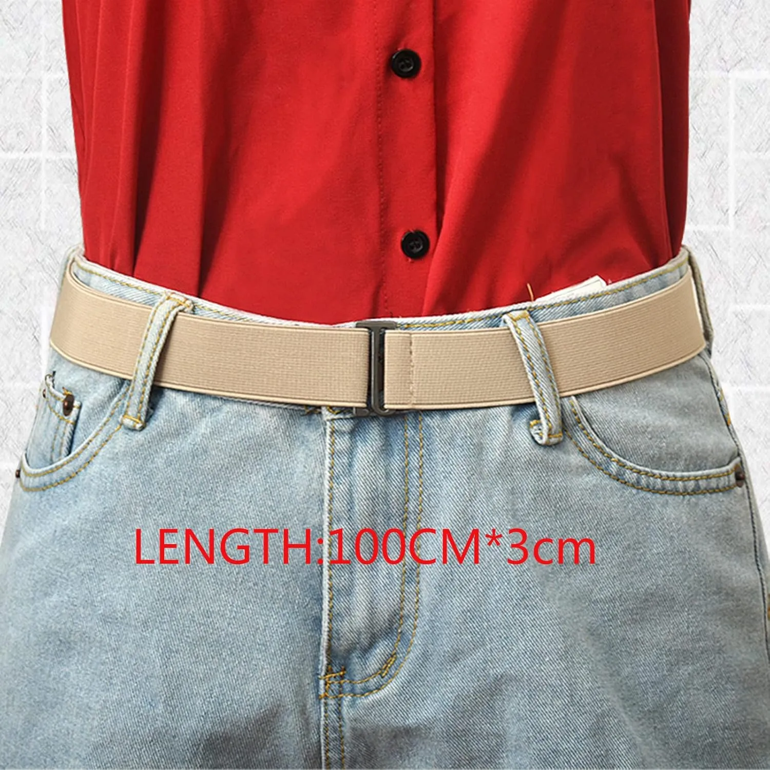 Black Belts For Women Belt Elastic Stretch Waist Belt With Flat Buckle