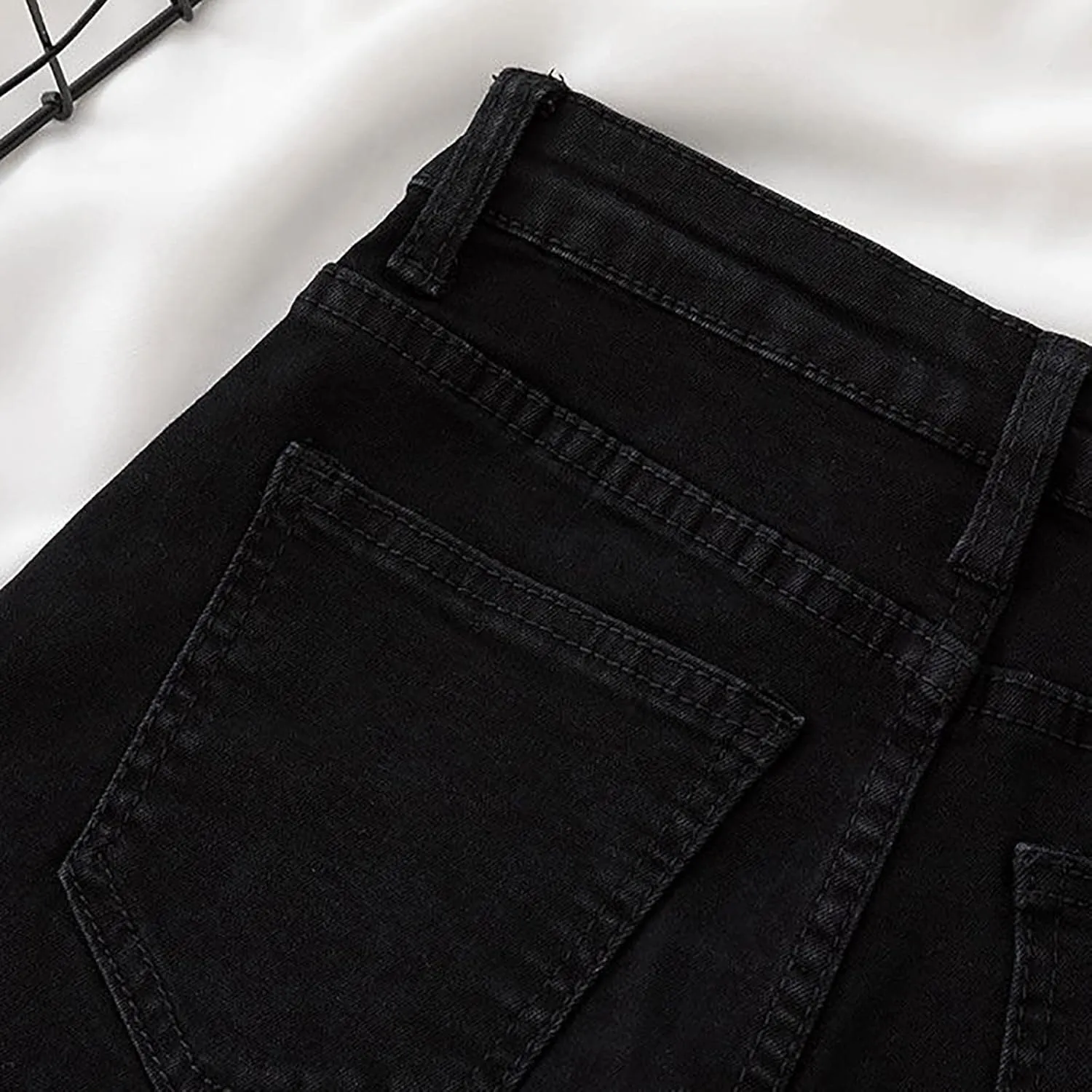 Butt Lifting Denim Shorts Women's High Waisted Stretchy Ripped Jean Shorts Distressed Fringe Jeans Shorts