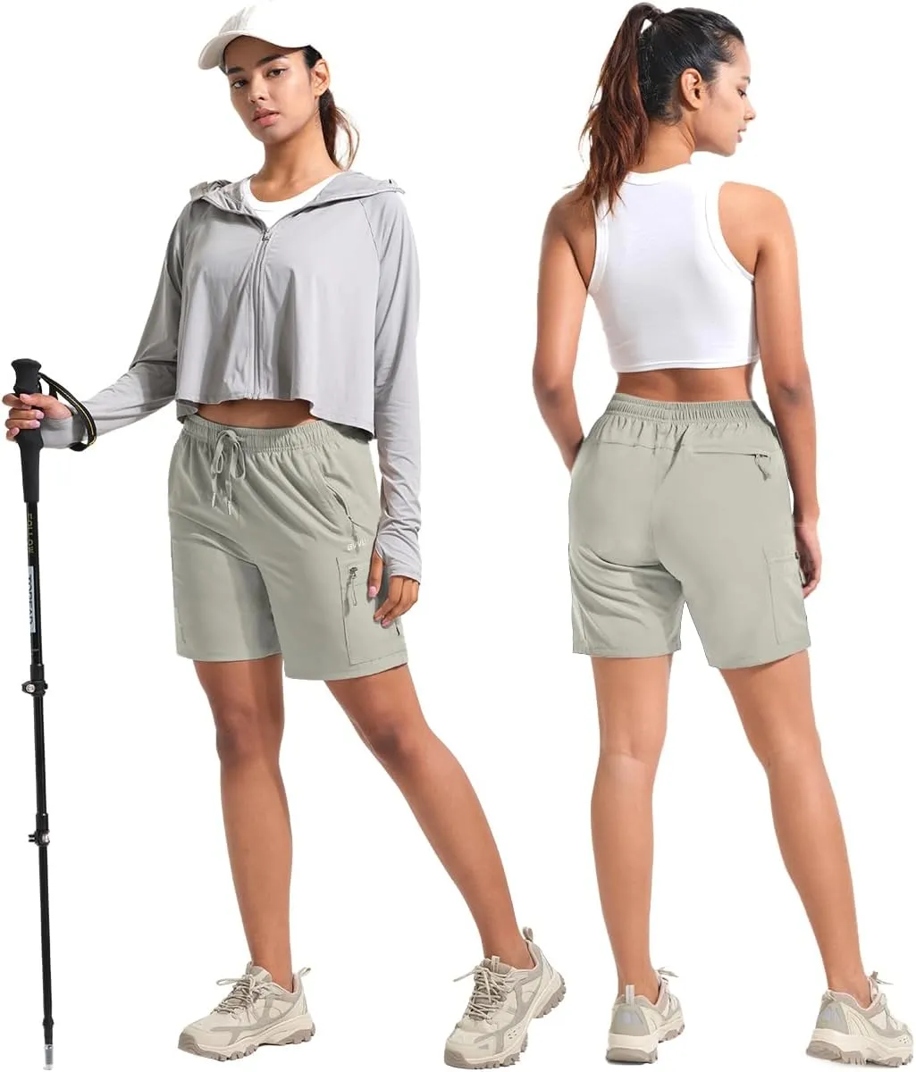 BVVU Women's Hiking Cargo Shorts Lightweight 7" Athletic Shorts for Women Quick Dry Casual Travel with Pockets