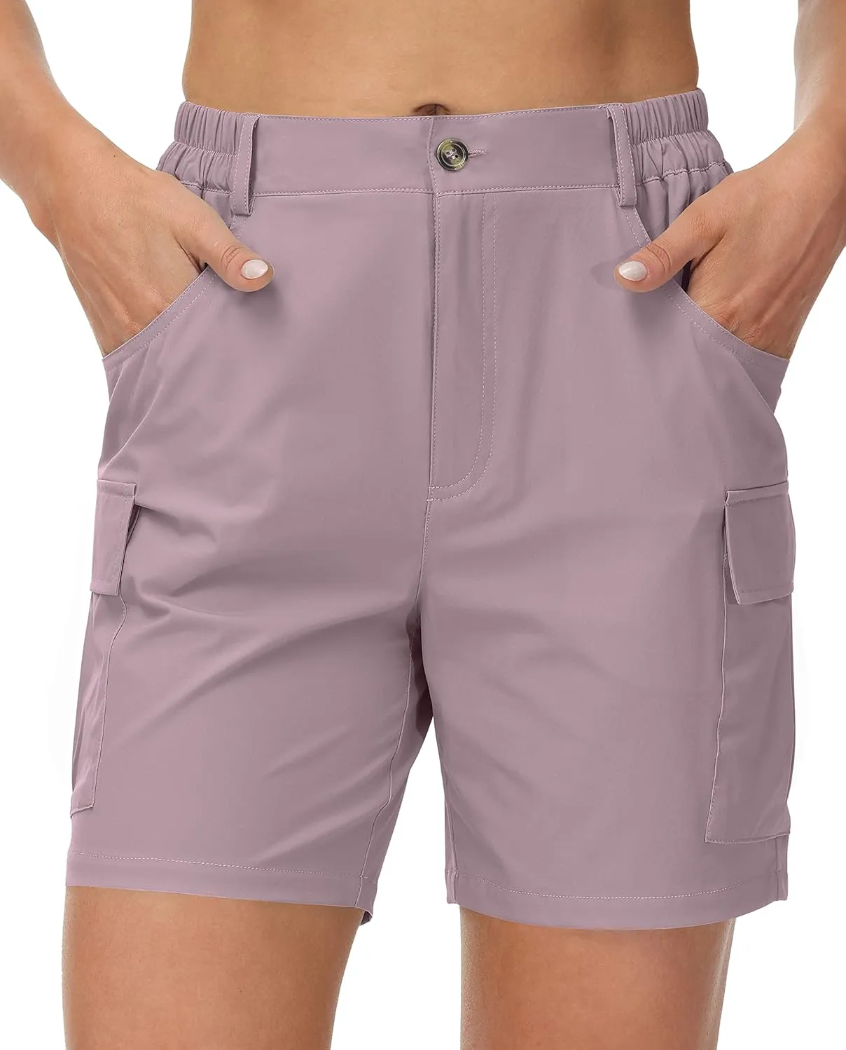 Cakulo Womens 6" Hiking Cargo Bermuda Shorts Quick Dry Golf Walking Work Summer Lightweight Shorts Pockets