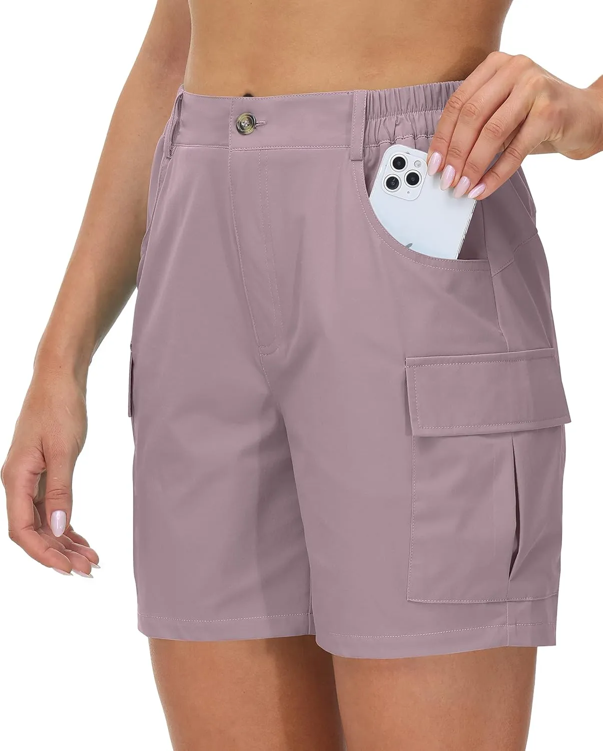 Cakulo Womens 6" Hiking Cargo Bermuda Shorts Quick Dry Golf Walking Work Summer Lightweight Shorts Pockets