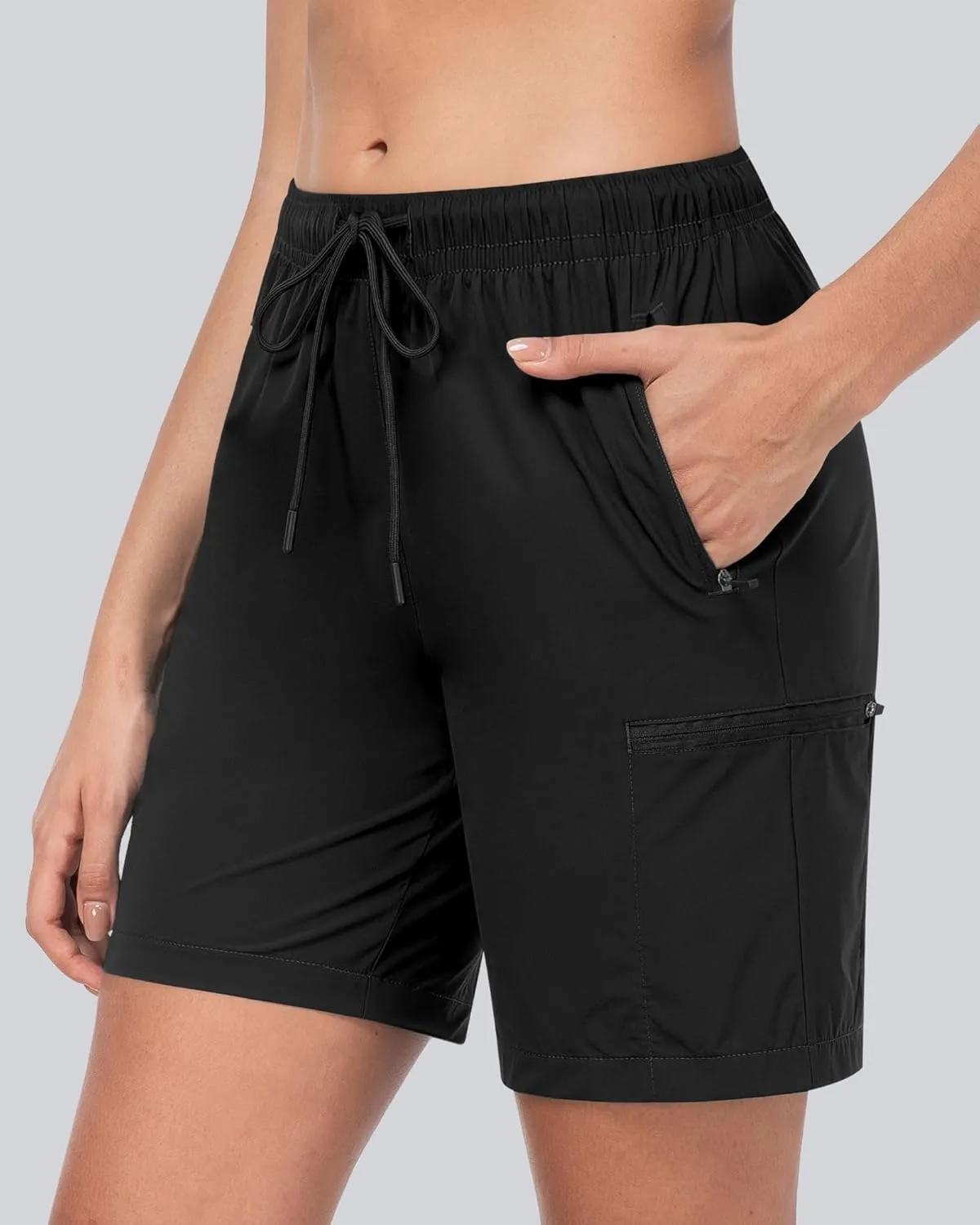 CHRLEISURE Women's Hiking Cargo Shorts, 7'' Zipper Pockets Quick Lightweight Summer Shorts for Women Athletic Golf
