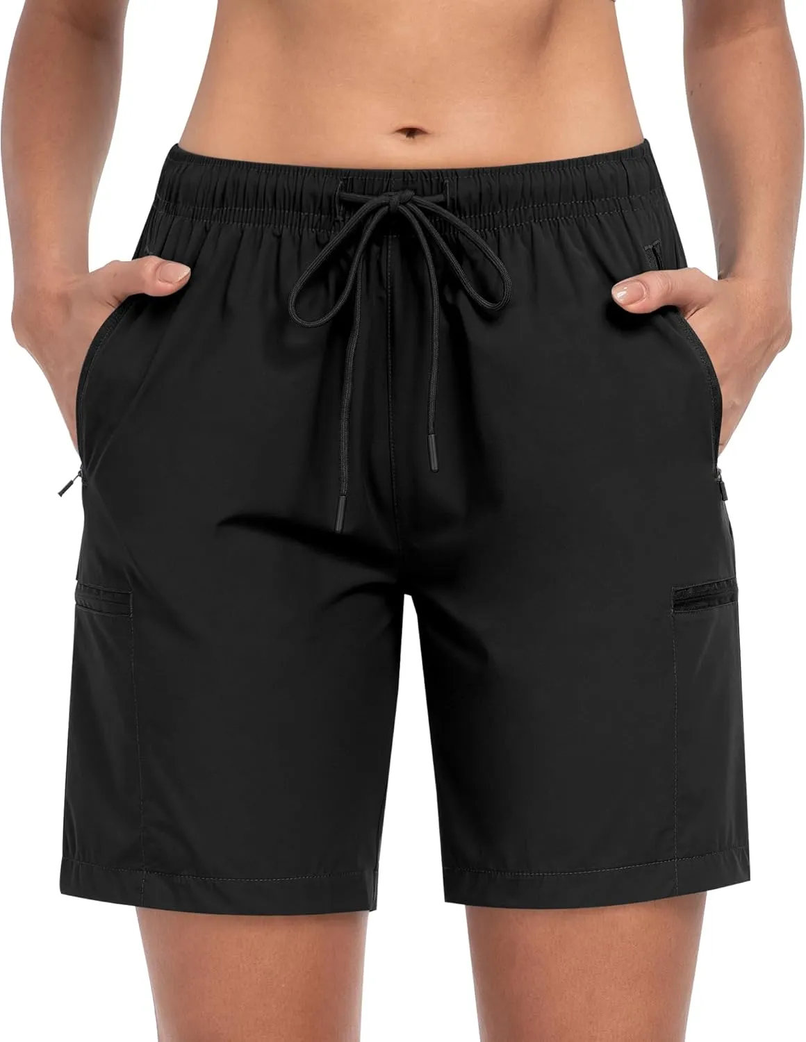 CHRLEISURE Women's Hiking Cargo Shorts, 7'' Zipper Pockets Quick Lightweight Summer Shorts for Women Athletic Golf