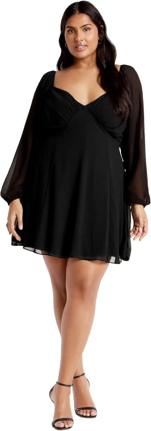 City Chic Women's Plus Size Dress-Flirty Flounce