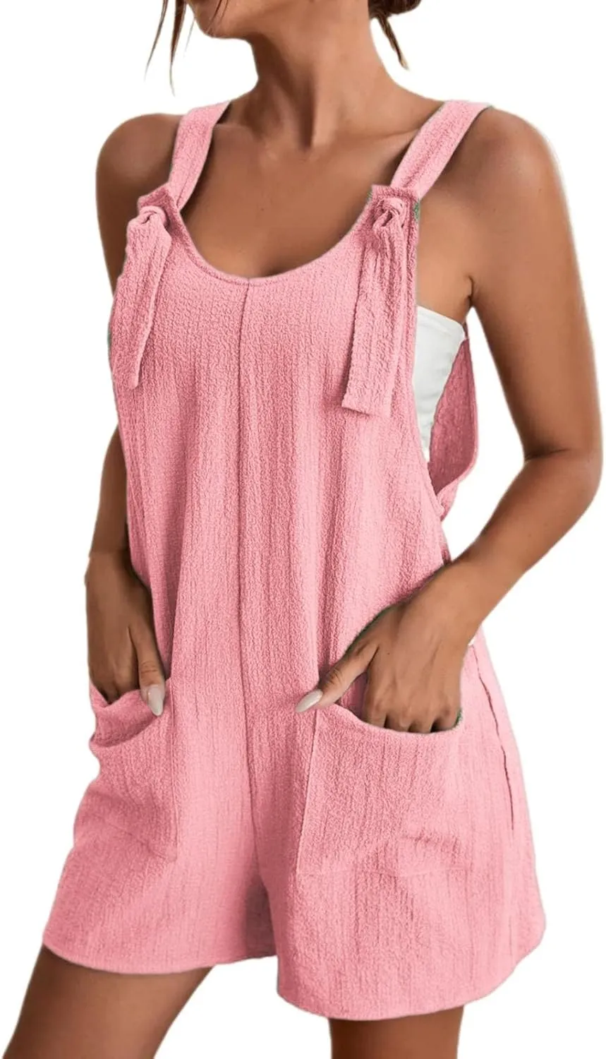 cooki Womens Summer Casual Romper Sleeveless Short Jumpsuits Loose Fit Dressy Bib Overalls Pants Beach Vacation Outfits