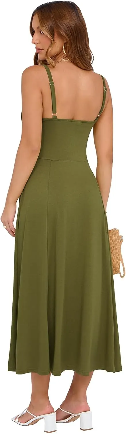 Corset Dress for Women Casual Tea Party Summer Wedding Guest Flowy Midi Sundress