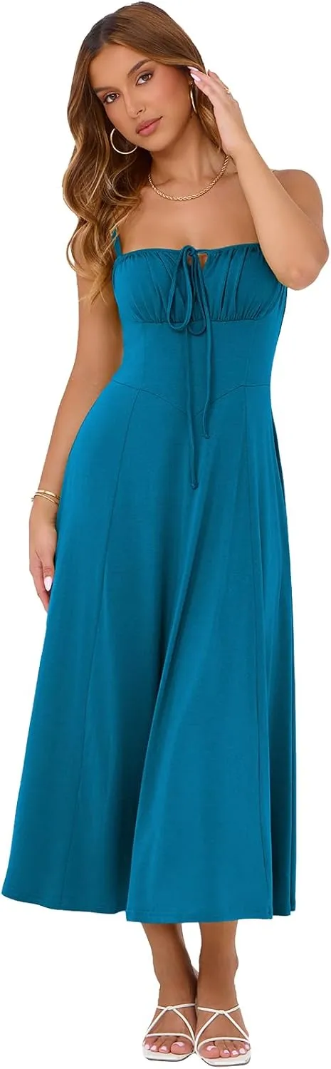 Corset Dress for Women Casual Tea Party Summer Wedding Guest Flowy Midi Sundress