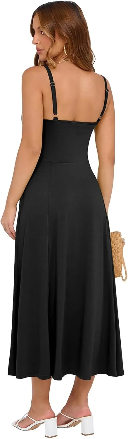 Corset Dress for Women Casual Tea Party Summer Wedding Guest Flowy Midi Sundress