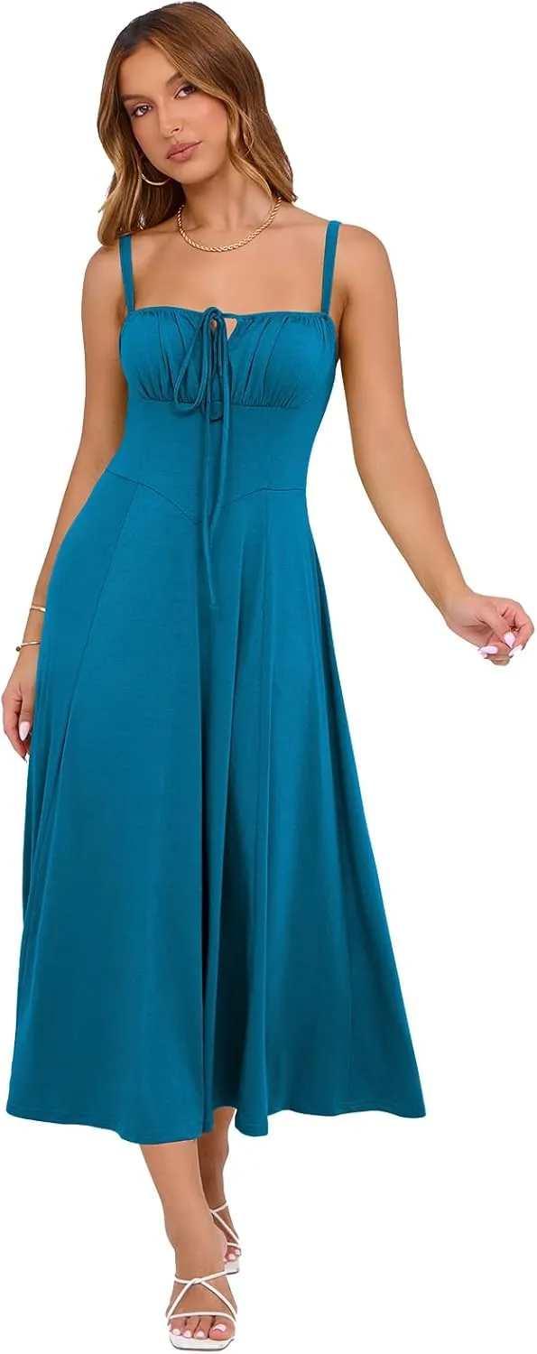 Corset Dress for Women Casual Tea Party Summer Wedding Guest Flowy Midi Sundress