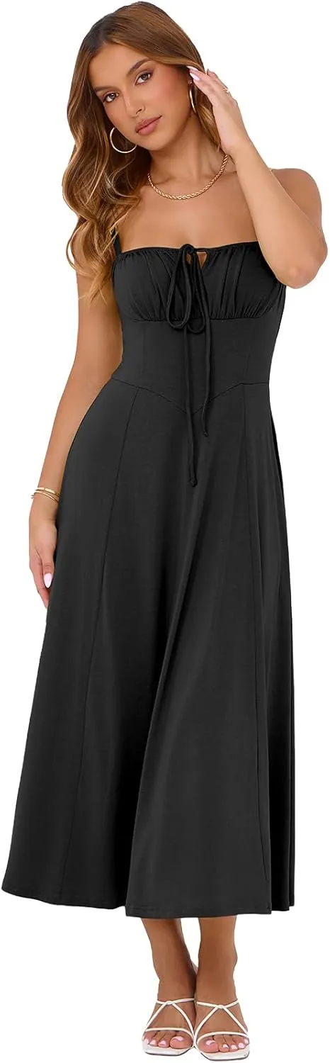 Corset Dress for Women Casual Tea Party Summer Wedding Guest Flowy Midi Sundress