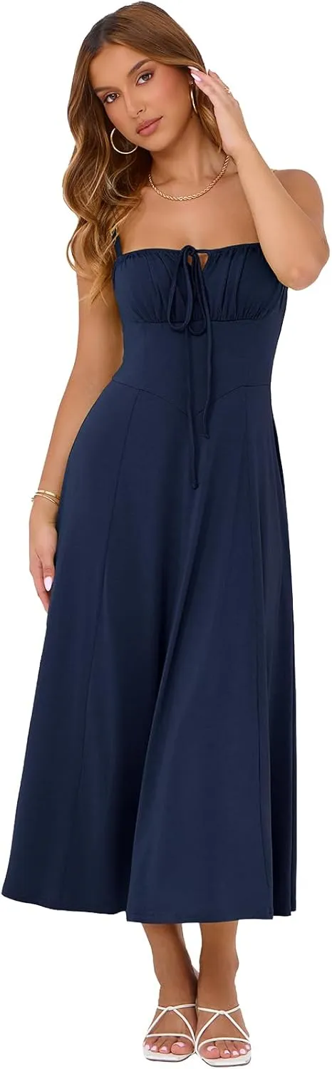 Corset Dress for Women Casual Tea Party Summer Wedding Guest Flowy Midi Sundress