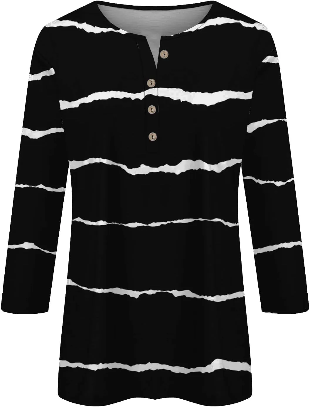 CRNTCEM Womens Spring 3/4 Sleeve Tops 2024 Fashion V Neck Tunic Casual Dressy Tee Asymmetric Lapel Neck Button Dressy Blouse