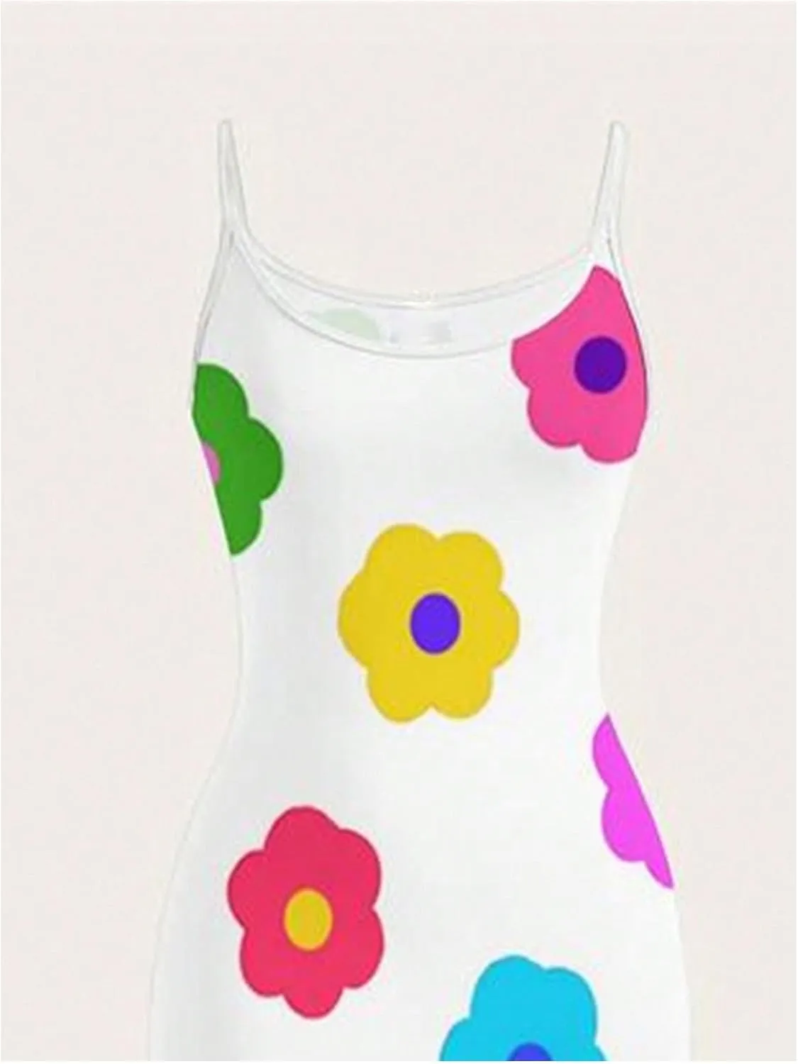 Floerns Women's Flower Print Spaghetti Strap Cami Midi Dress Boho Pencil Dress