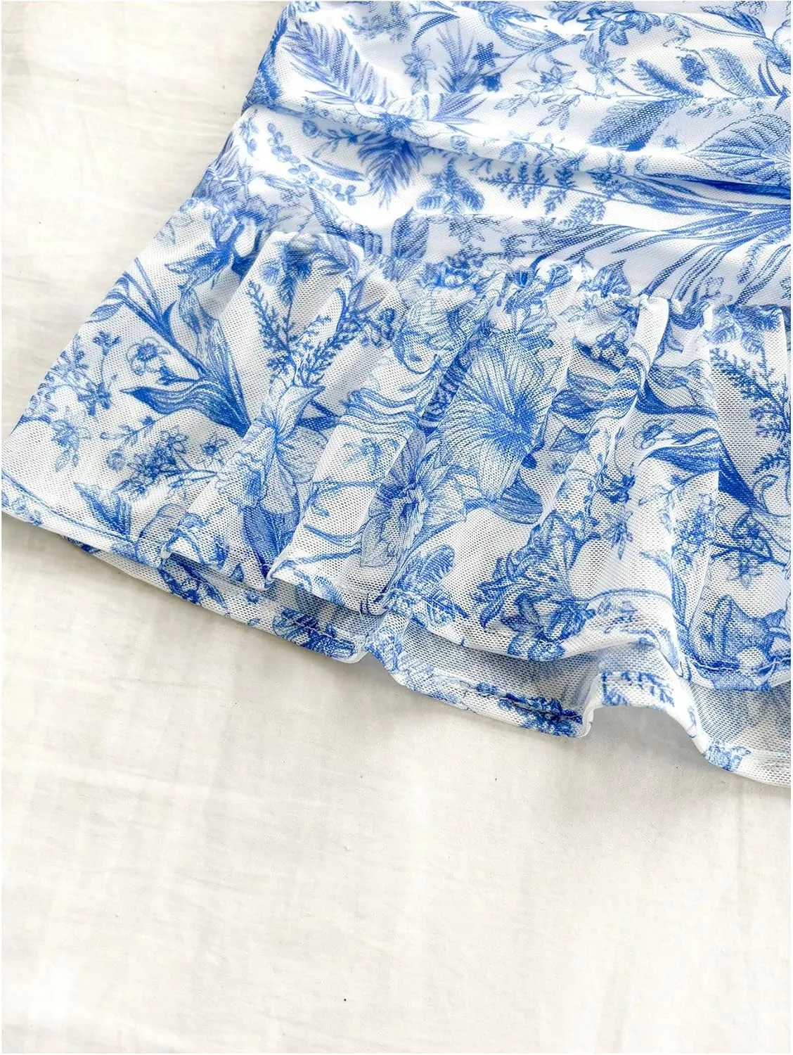 Floerns Women's Summer Sleeveless Cami Dresses Floral Ruffle Hem Boho Short Dress
