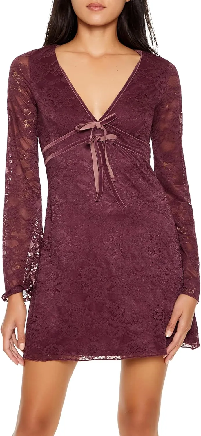 Forever 21 Women's Lace Bow Mini Dress