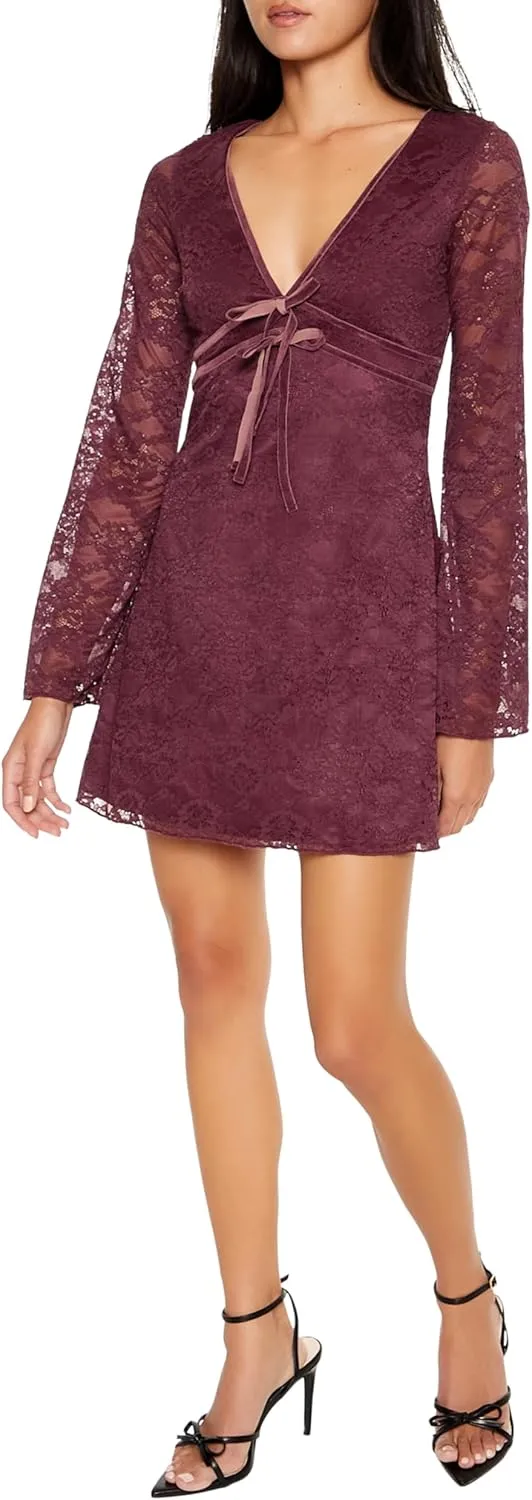 Forever 21 Women's Lace Bow Mini Dress