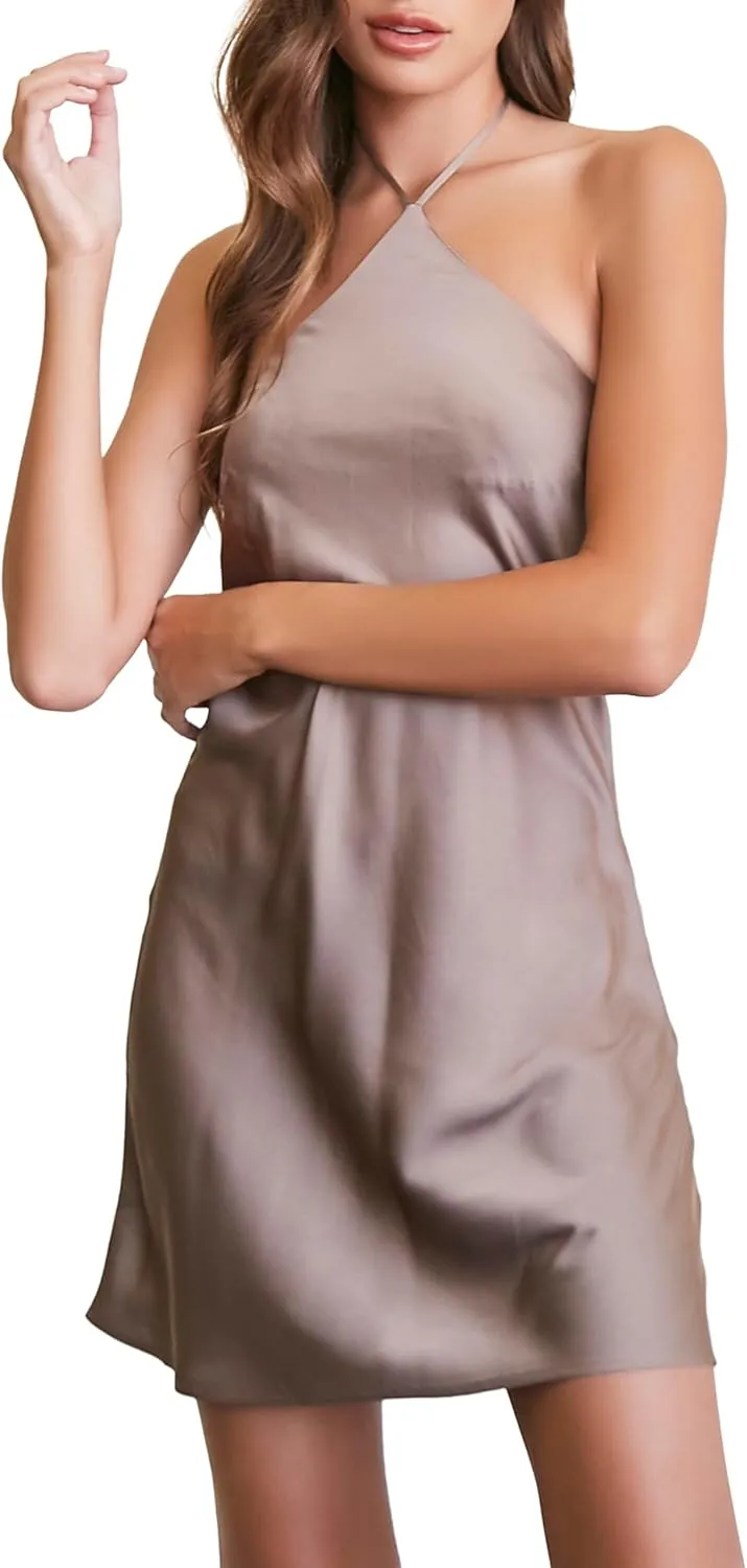 Forever 21 Women's Satin Halter Slip Dress