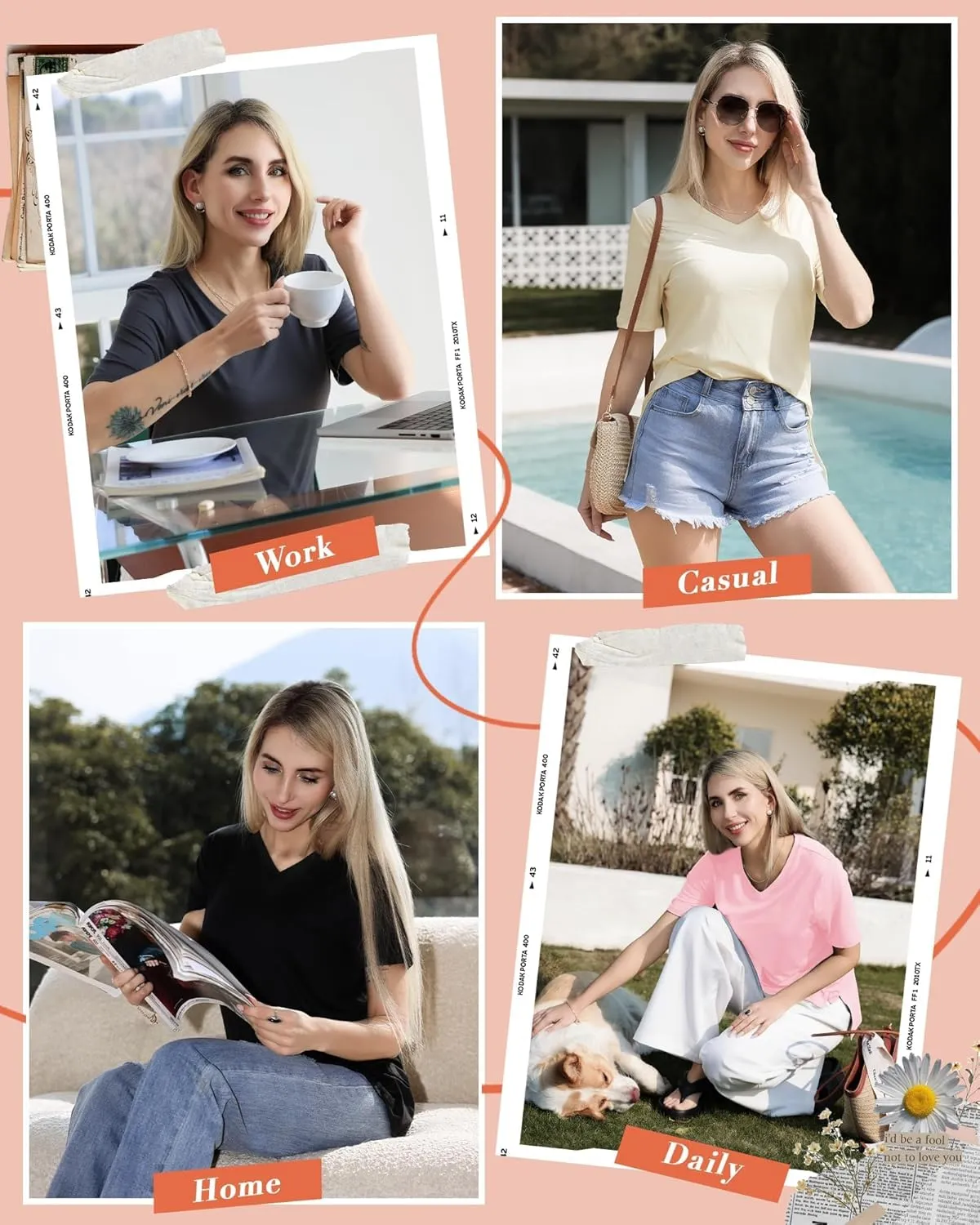 GAYHAY Womens V Neck T Shirts Oversized Loose Fit Short Sleeve Tops Casual Summer Vacation 2025