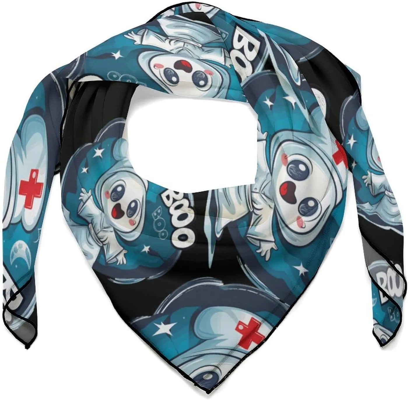 Ghost Nurse Boo Boo Head Scarf Square Bandana Neck Scarfs Hair Wrap Scarves for Women Men, 0ne size