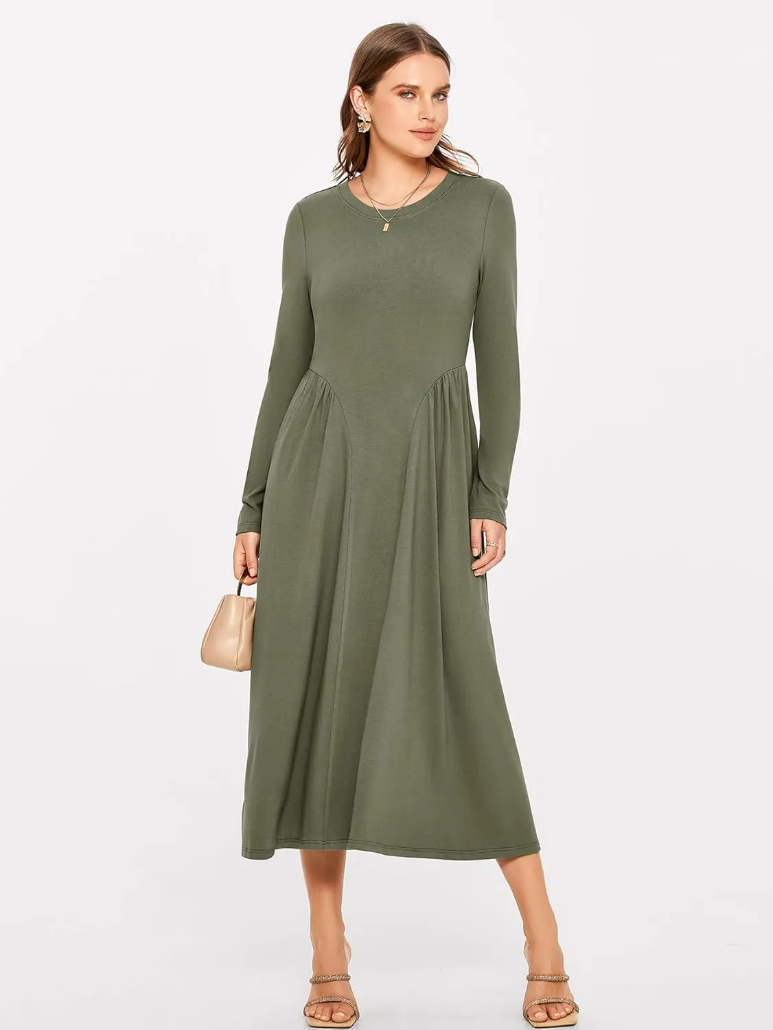 Glamaker Fall Dresses for Women 2024 Long Sleeve Casual Boho Long Dresses
