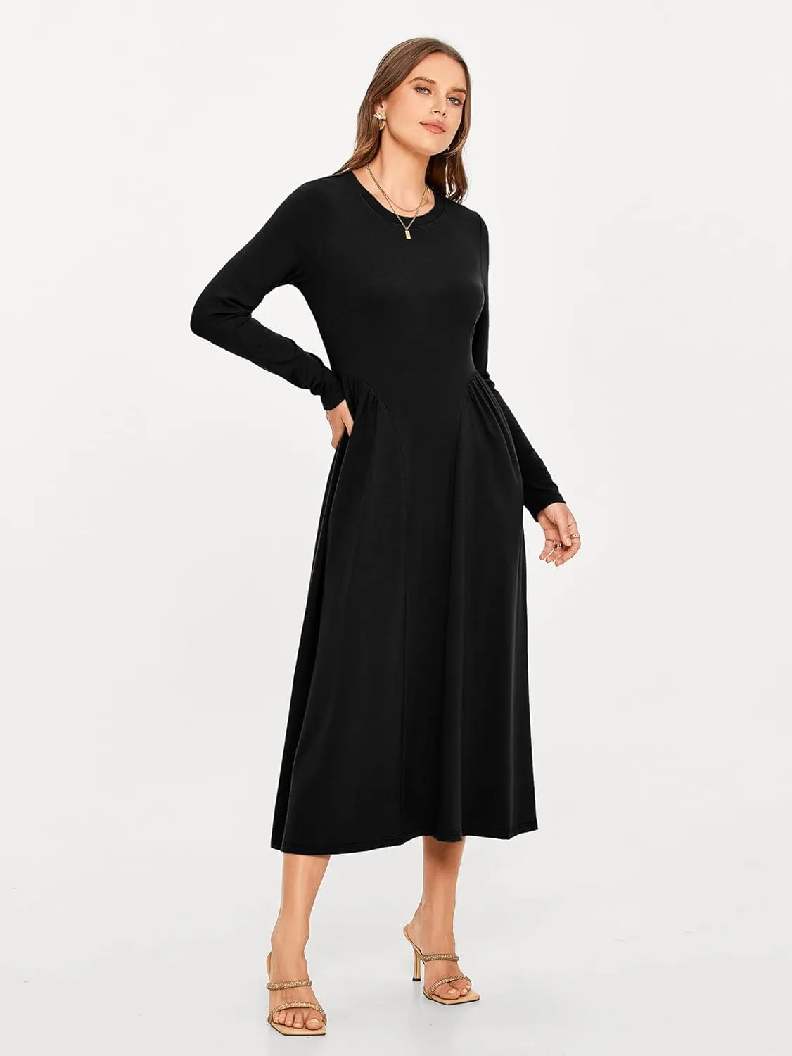 Glamaker Fall Dresses for Women 2024 Long Sleeve Casual Boho Long Dresses