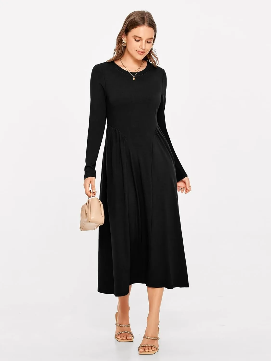 Glamaker Fall Dresses for Women 2024 Long Sleeve Casual Boho Long Dresses