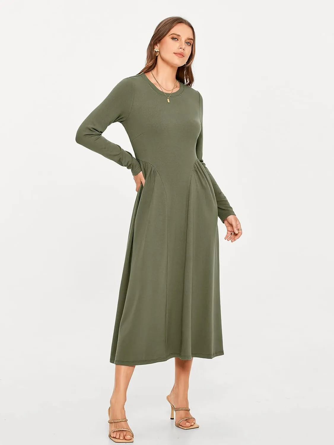 Glamaker Fall Dresses for Women 2024 Long Sleeve Casual Boho Long Dresses