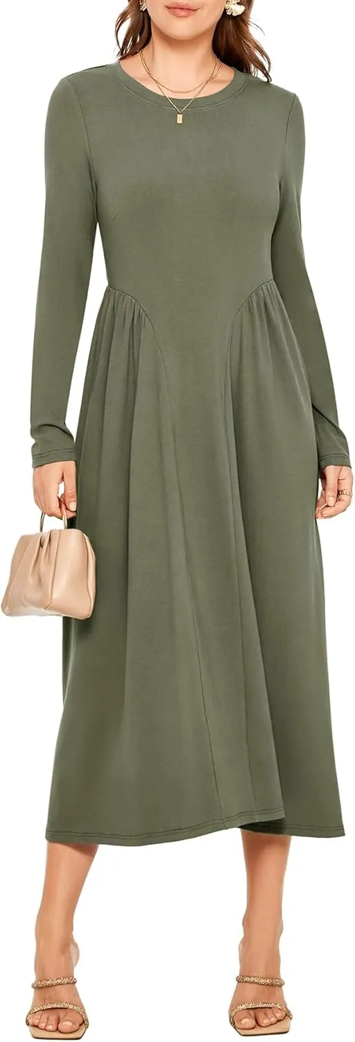 Glamaker Fall Dresses for Women 2024 Long Sleeve Casual Boho Long Dresses